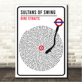 Dire Straits Sultans Of Swing London Sign Style Vinyl Song Lyric Wall Art Canvas Framed Print