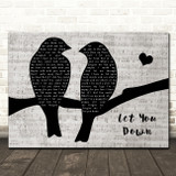 Dave Matthews Band Let You Down Lovebirds Music Script Song Lyric Wall Art Canvas Framed Print