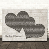 Don Henley The Boys Of Summer Landscape Music Script Two Hearts Song Lyric Wall Art Canvas Framed Print