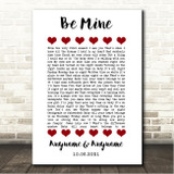 David Gray Be Mine Red Hearts In Row Song Lyric Wall Art Canvas Framed Print