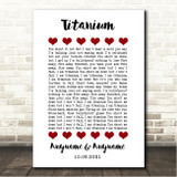 David Guetta ft. Sia Titanium Red Hearts In Row Song Lyric Wall Art Canvas Framed Print