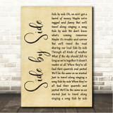 Dean Martin Side by Side Rustic Script Song Lyric Wall Art Canvas Framed Print