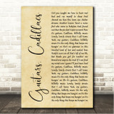 Dwight Yoakam Guitars, Cadillacs Rustic Script Song Lyric Wall Art Canvas Framed Print