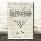 Dave Matthews Sister Script Heart Song Lyric Wall Art Canvas Framed Print