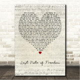 David Coverdale Last Note of Freedom Script Heart Song Lyric Wall Art Canvas Framed Print