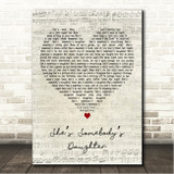 Drew Baldridge Shes Somebodys Daughter Script Heart Song Lyric Wall Art Canvas Framed Print