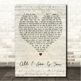 Dusty Springfield All I See Is You Script Heart Song Lyric Wall Art Canvas Framed Print