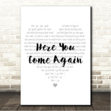 Dolly Parton Here You Come Again Simple Heart Pale Grey Song Lyric Wall Art Canvas Framed Print