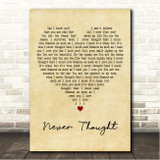 Dan Hill Never Thought Vintage Heart Song Lyric Wall Art Canvas Framed Print