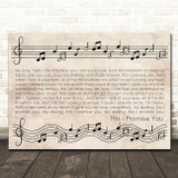 Donna taggart This I Promise You Vintage Music Notes Script Song Lyric Wall Art Canvas Framed Print