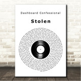 Dashboard Confessional Stolen Vinyl Record Song Lyric Wall Art Canvas Framed Print