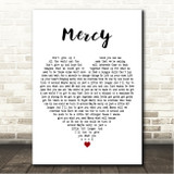 Dave Matthews Band Mercy White Heart Song Lyric Wall Art Canvas Framed Print