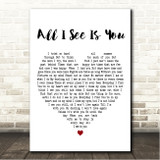 Dusty Springfield All I See Is You White Heart Song Lyric Wall Art Canvas Framed Print