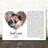 Daniel Caesar feat HER Best Part White Landscape Script Heart Wedding Photo Song Lyric Wall Art Canvas Framed Print