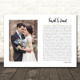 Dixie Chicks Travelin' Soldier White Landscape Script Rectangle Wedding Photo Song Lyric Wall Art Canvas Framed Print