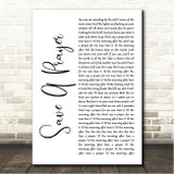 Duran Duran Save A Prayer White Script Song Lyric Wall Art Canvas Framed Print