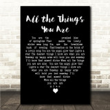 Ella Fitzgerald All the Things You Are Black Heart Song Lyric Wall Art Canvas Framed Print
