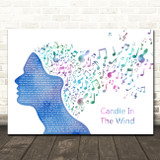 Elton John Candle In The Wind Colourful Music Note Hair Song Lyric Wall Art Canvas Framed Print