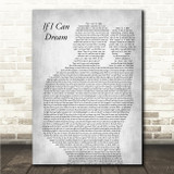 Elvis Presley If I Can Dream Father & Baby Grey Song Lyric Wall Art Canvas Framed Print