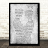 Ella Mai Trying Gay Couple Two Men Dancing Grey Song Lyric Wall Art Canvas Framed Print