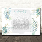 Edwin McCain Walk With You Green & Gold Watercolour Leaves Song Lyric Wall Art Canvas Framed Print