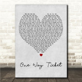 Eruption One Way Ticket Grey Heart Song Lyric Wall Art Canvas Framed Print