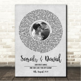 Elbow One Day Like This Grey Vinyl Record Wedding First Dance Photo Song Lyric Wall Art Canvas Framed Print