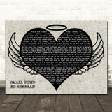 Ed Sheeran Small Bump Heart Angel Wings Halo Memorial Song Lyric Wall Art Canvas Framed Print