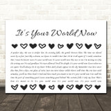 Eagles Its Your World Now Hearts Black & White In Row Song Lyric Wall Art Canvas Framed Print