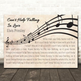 Elvis Presley Can't Help Falling In Love Landscape Wavy Music Notes Song Lyric Wall Art Canvas Framed Print