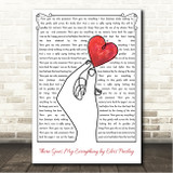 Elvis Presley There Goes My Everything Line Art Hand & Heart Song Lyric Wall Art Canvas Framed Print