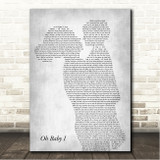 Eternal Oh Baby I Mother & Child Grey Song Lyric Wall Art Canvas Framed Print