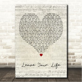 Ed Sheeran Leave Your Life Script Heart Song Lyric Wall Art Canvas Framed Print