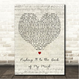 Edwyn Collins Pushing It to the Back of My Mind Script Heart Song Lyric Wall Art Canvas Framed Print