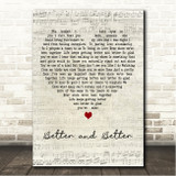 Eric Benét Better and Better Script Heart Song Lyric Wall Art Canvas Framed Print