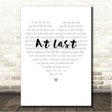 Etta James At Last Simple Heart Pale Grey Song Lyric Wall Art Canvas Framed Print