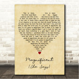 Elbow Magnificent (She Says) Vintage Heart Song Lyric Wall Art Canvas Framed Print