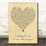 Eros Ramazzotti I Belong to You (Il ritmo della passione) Vintage Heart Song Lyric Wall Art Canvas Framed Print