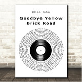 Elton John Goodbye Yellow Brick Road Vinyl Record Song Lyric Wall Art Canvas Framed Print