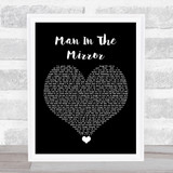 Michael Jackson Man In The Mirror Black Heart Song Lyric Quote Music Print