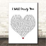 Ellie Holcomb I Will Carry You White Heart Song Lyric Wall Art Canvas Framed Print