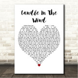 Elton John Candle In The Wind White Heart Song Lyric Wall Art Canvas Framed Print
