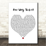 Eruption One Way Ticket White Heart Song Lyric Wall Art Canvas Framed Print