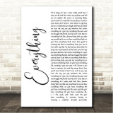 Ella Mai feat. John Legend Everything White Script Song Lyric Wall Art Canvas Framed Print