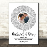 Ed Sheeran How Would You Feel White Vinyl Record Wedding First Dance Photo Song Lyric Wall Art Canvas Framed Print