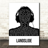 Fleetwood Mac Landslide Black & White Man Headphones Song Lyric Wall Art Canvas Framed Print