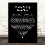 Frank Sinatra It Was A Very Good Year Black Heart Song Lyric Wall Art Canvas Framed Print