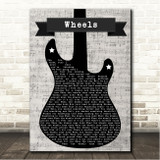 Foo Fighters Wheels Electric Guitar Music Script Song Lyric Wall Art Canvas Framed Print