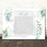 Florida Georgia Line H.O.L.Y. Green & Gold Watercolour Leaves Song Lyric Wall Art Canvas Framed Print
