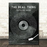 Faith No More The Real Thing Grunge Grey Vinyl Record Song Lyric Wall Art Canvas Framed Print